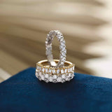 Messy baguette diamond band in 14K white gold with natural diamonds, product view