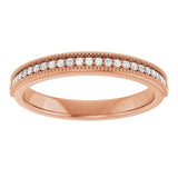 Close-up of 1.3mm diamonds and four-prong settings in rose gold rose gold variant--14K-rose-gold