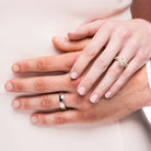 14K white gold milgrain diamond band on hand, clean manicure