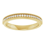 Close-up of milgrain edge and 1.3mm diamonds, four-prong set yellow gold variant--14K-yellow-gold