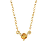 Elegant necklace in 14K yellow gold with dainty round citrine birthstone charm. variant--14K-yellow-gold