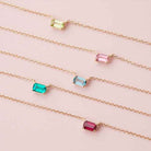 Delicate 18-inch gold cable chain necklace with 5x3mm birthstone pendant