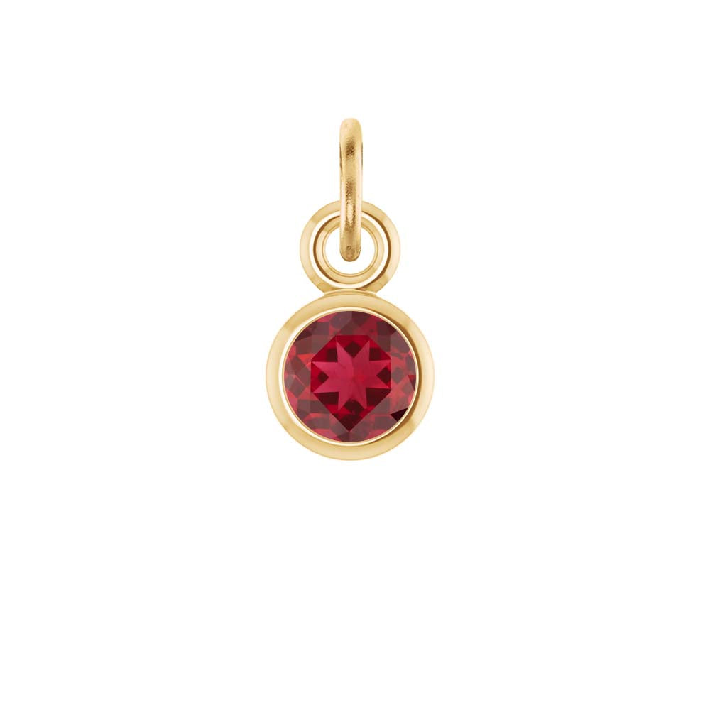 Minimalist bezel-set ruby charm 14K gold