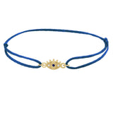 Modern sapphire evil eye silk slip-knot bracelet yellow gold variant--Sapphire variant--14K-yellow-gold