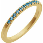 Dainty 14K gold ring with Swiss blue topaz for stacking