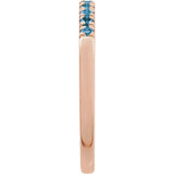 Minimalist stacking band in rose gold with eleven topaz gems variant--14K-rose-gold
