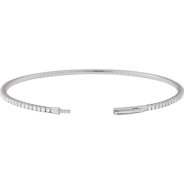 14K White 2CTW Natural Diamond Flexible Bangle 7" Bracelet white gold variant--14K-white-gold variant--Diamond-Lab variant--Diamond-Nat