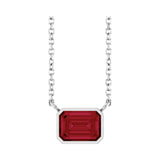 East-west emerald-cut ruby necklace in sterling silver on a delicate 18-inch chain variant--Ruby variant--Sterling-silver variant--14K-white-gold