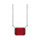 Modern ruby birthstone necklace sterling silver