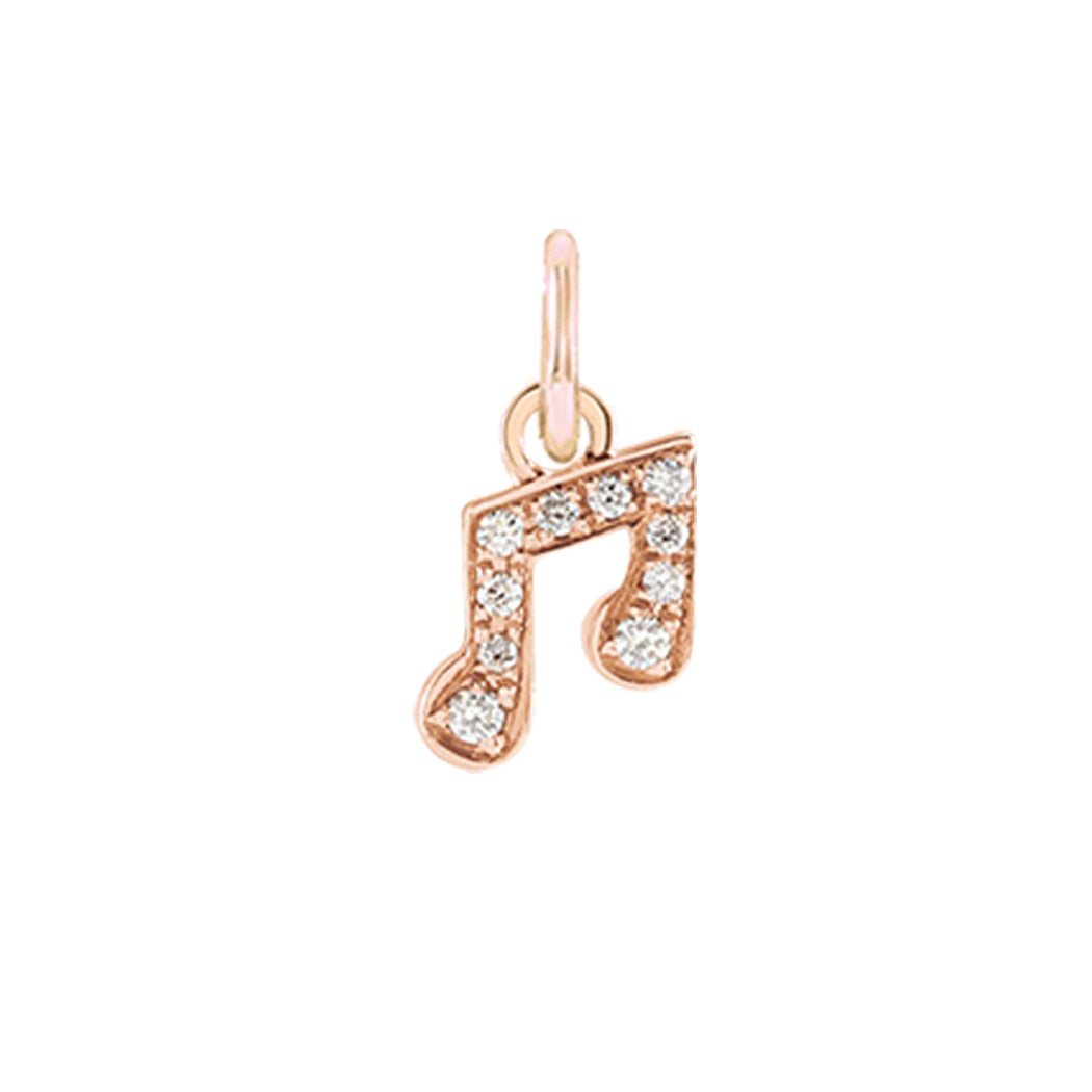 Diamond pavé music note charm in 14K rose gold, front view variant--14K-rose-gold