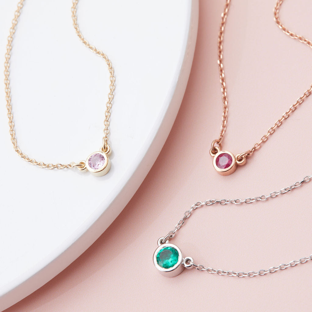  necklace, solitaire necklace, birthstone necklace