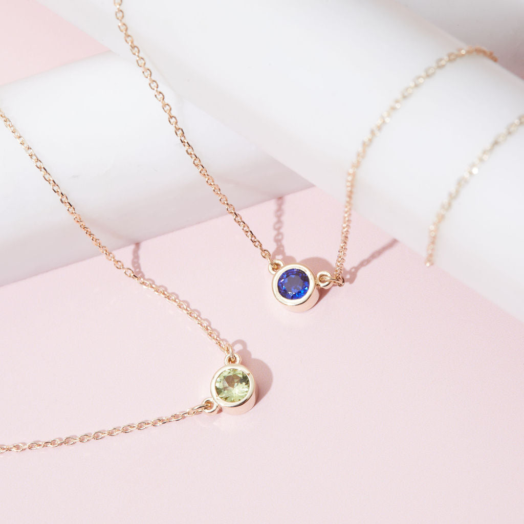  necklace, solitaire necklace, birthstone necklace