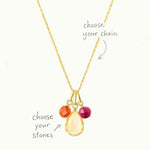 Custom 3-gemstone pendant necklace illustration showing stone arrangement options