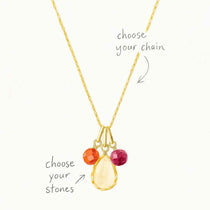 Custom 3-gemstone pendant necklace illustration showing stone arrangement options