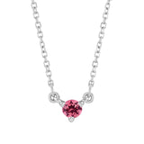 Elegant necklace in 14K white gold with dainty round tourmaline birthstone charm. variant--14K-white-gold