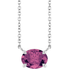 Sterling silver necklace with sideways-set pink tourmaline stone