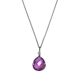 Moody amethyst necklace in oxidized silver with artisan detail variant--Oxidized-sterling-silver