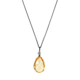 Citrine pendant necklace in oxidized silver with artisan detail variant--Oxidized-sterling-silver