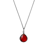 Garnet drop necklace in oxidized sterling silver, gift-ready packaging variant--Oxidized-sterling-silver