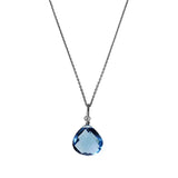 Heirloom-style London blue topaz necklace with oxidized silver chain variant--Oxidized-sterling-silver