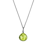 Green peridot necklace contrasted against oxidized silver variant--Oxidized-sterling-silver