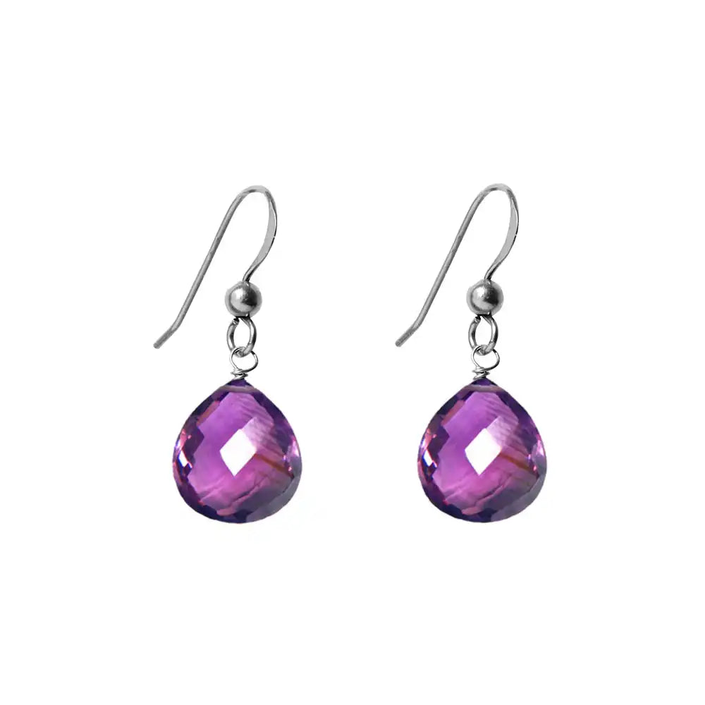 Oxidized sterling silver Amethyst drop earrings handmade by Erin Gallagher variant--Oxidized-sterling-silver