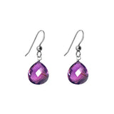 Oxidized sterling silver Amethyst drop earrings handmade by Erin Gallagher variant--Oxidized-sterling-silver