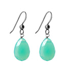 Oxidized sterling silver Chrysoprase earrings, Oxidized sterling silver Chrysoprase gemstone earrings, Oxidized sterling silver Chrysoprase birthstone earrings