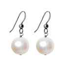 Oxidized sterling silver Pearl earrings, Oxidized sterling silver Pearl gemstone earrings, Oxidized sterling silver Pearl birthstone earrings