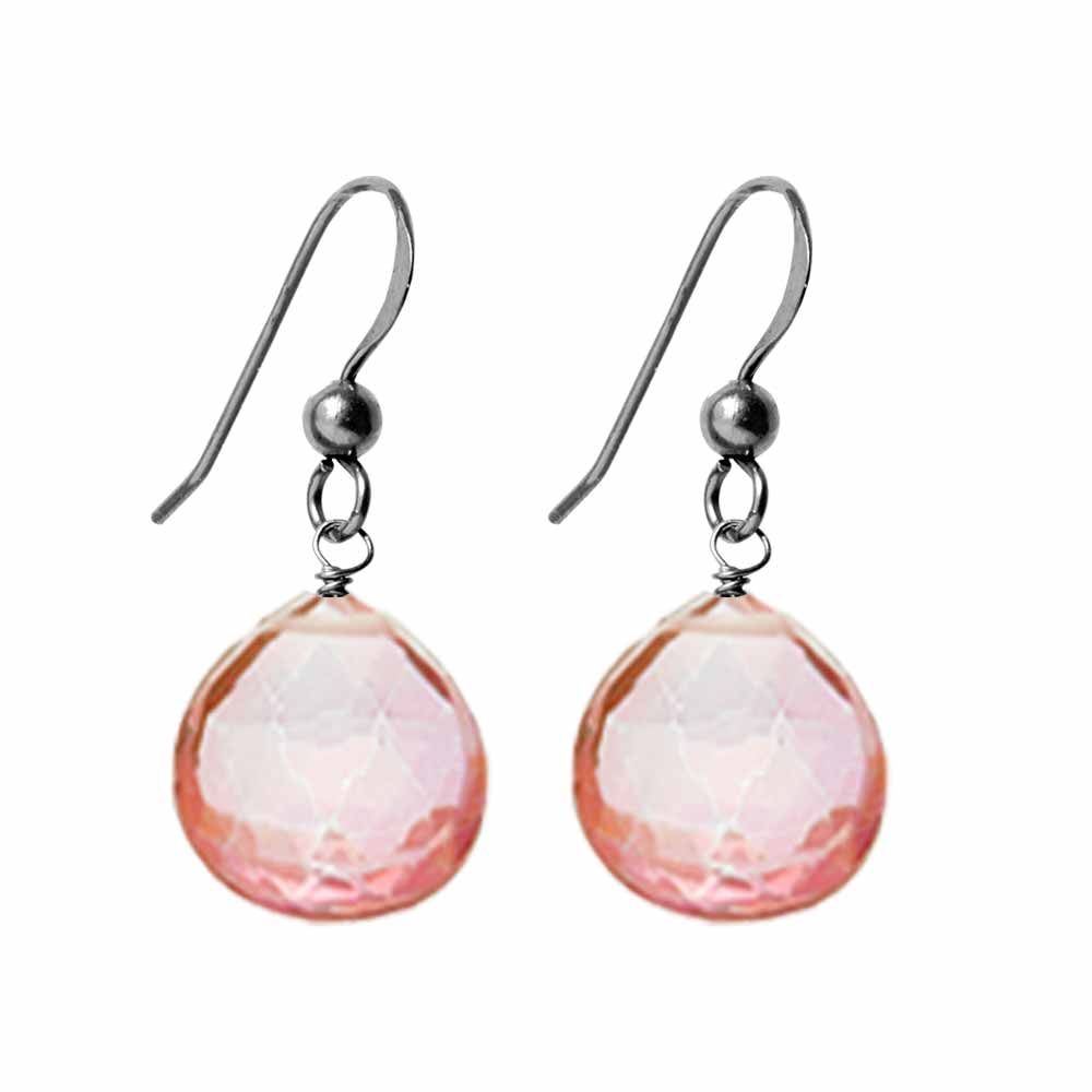 Oxidized sterling silver Pink Topaz earrings, Oxidized sterling silver Pink Topaz gemstone earrings, Oxidized sterling silver Pink Topaz birthstone earrings
