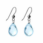 Oxidized sterling silver Swiss Blue Topaz earrings, Oxidized sterling silver Swiss Blue Topaz gemstone earrings, Oxidized sterling silver Swiss Blue Topaz birthstone earrings