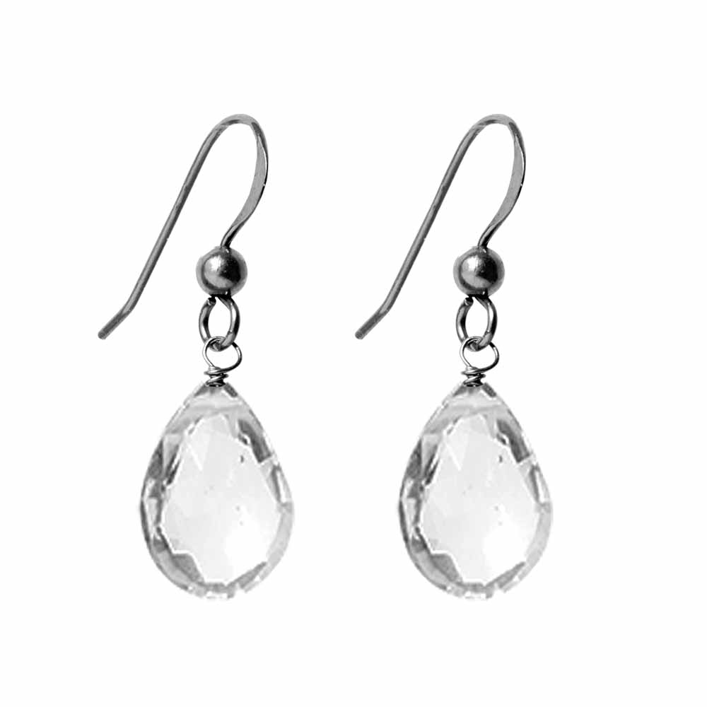 Oxidized sterling silver White Topaz earrings, Oxidized sterling silver White Topaz gemstone earrings, Oxidized sterling silver White Topaz birthstone earrings