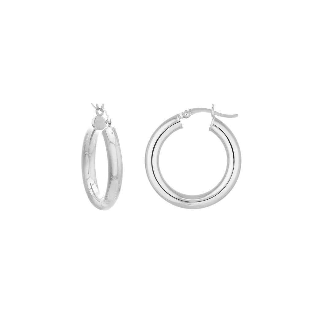 4mm gold tube hoop earrings 25mm in 14K white gold, pair view variant--14K-white-gold variant--25mm