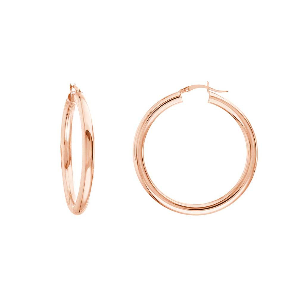 4mm gold tube hoop earrings 40mm in 14K rose gold, pair view variant--14K-rose-gold variant--40mm