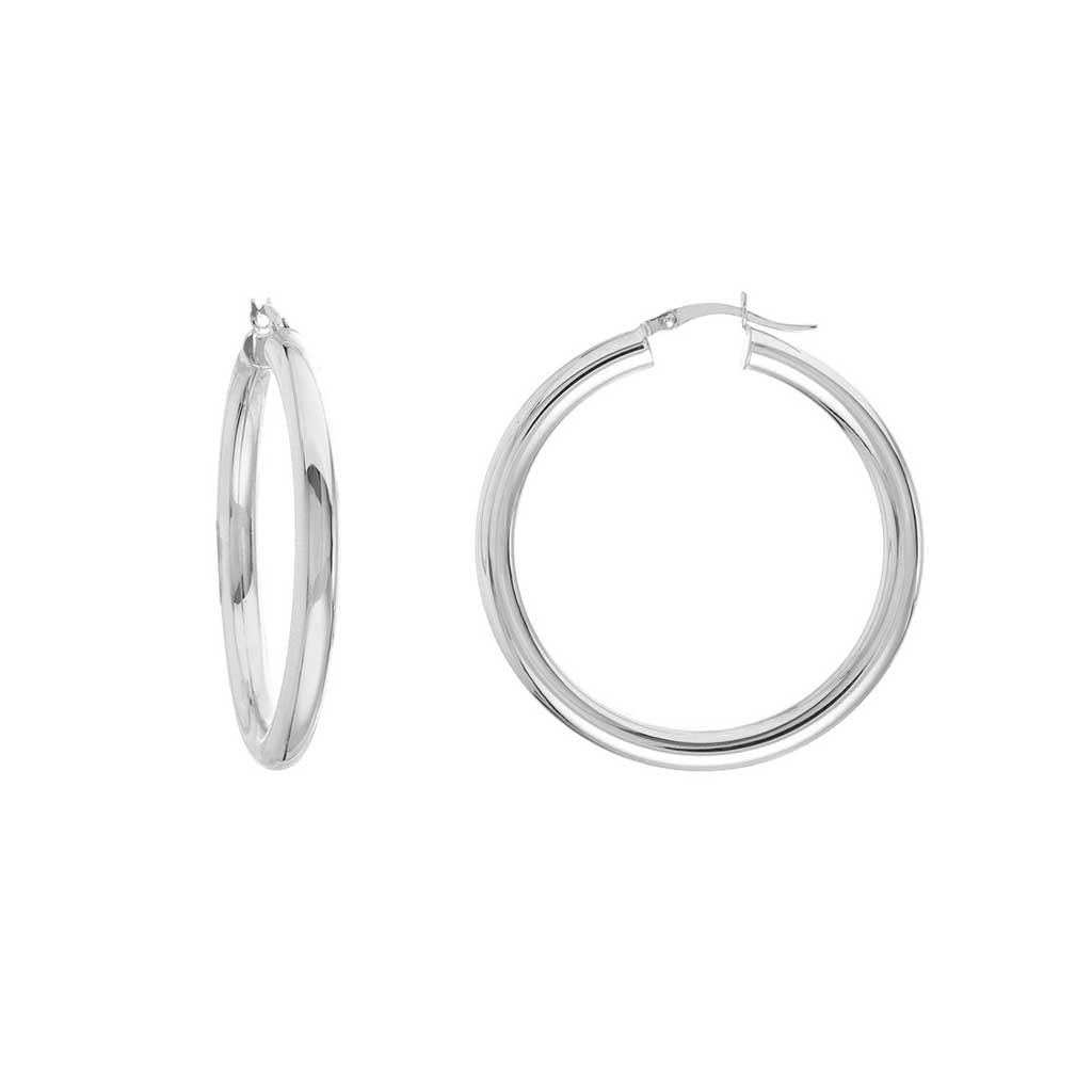 4mm gold tube hoop earrings 40mm in 14K white gold, pair view variant--14K-white-gold variant--40mm