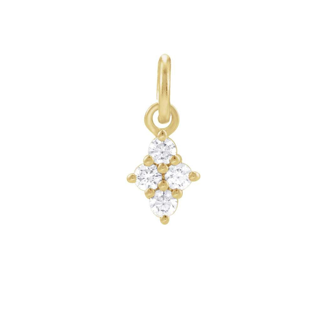 4 diamond cluster charm in 14K yellow gold with natural diamonds variant--14K-yellow-gold