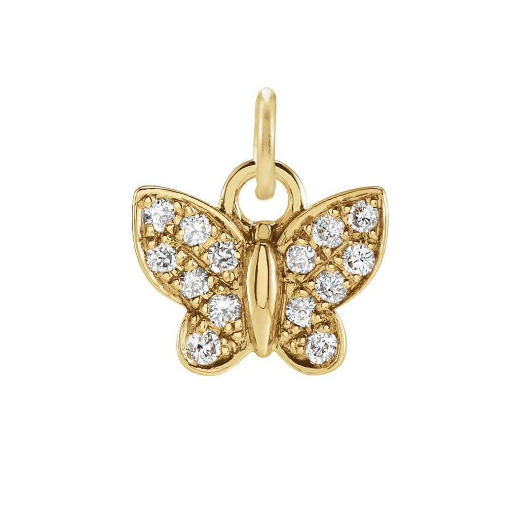 Diamond pavé butterfly charm in 14K yellow gold, front view variant--14K-yellow-gold
