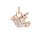 Diamond pavé bird of peace charm in 14K rose gold, front view variant--14K-rose-gold