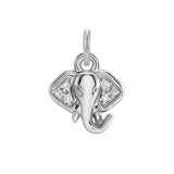 Diamond pavé elephant charm in 14K white gold, front view variant--14K-white-gold