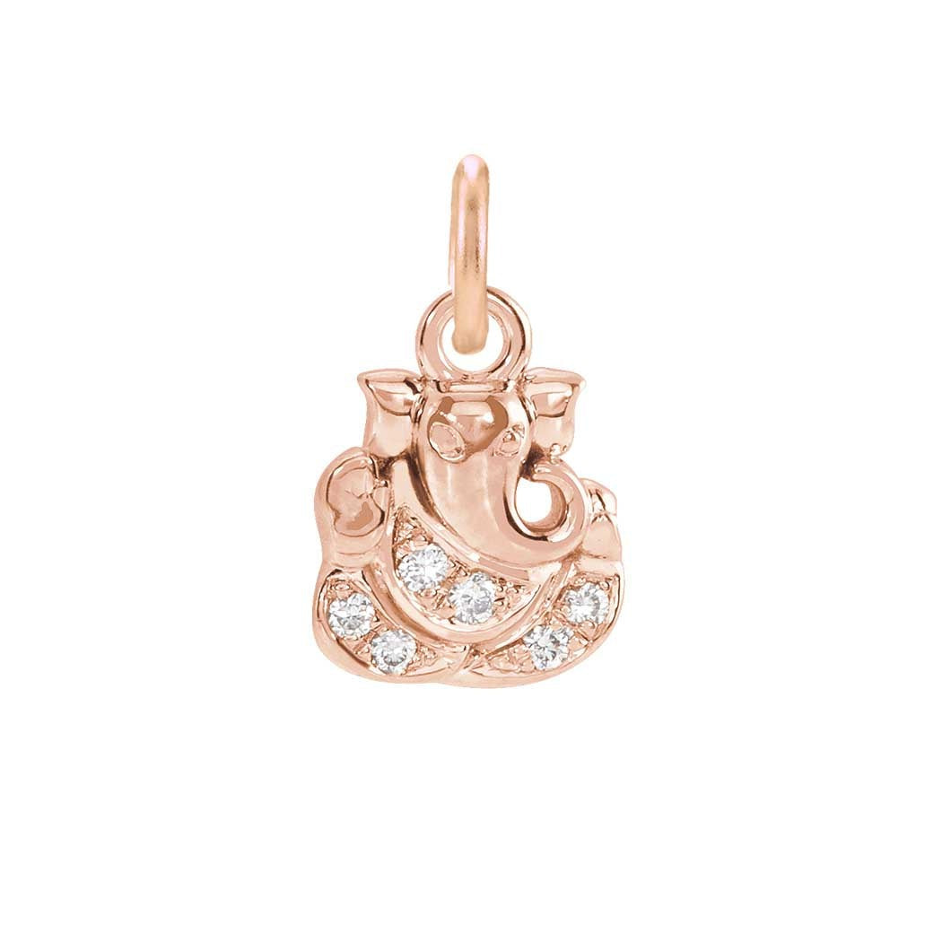 Diamond pavé Ganesha charm in 14K rose gold, front view variant--14K-rose-gold