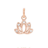 Diamond pavé lotus charm in 14K rose gold, front view variant--14K-rose-gold