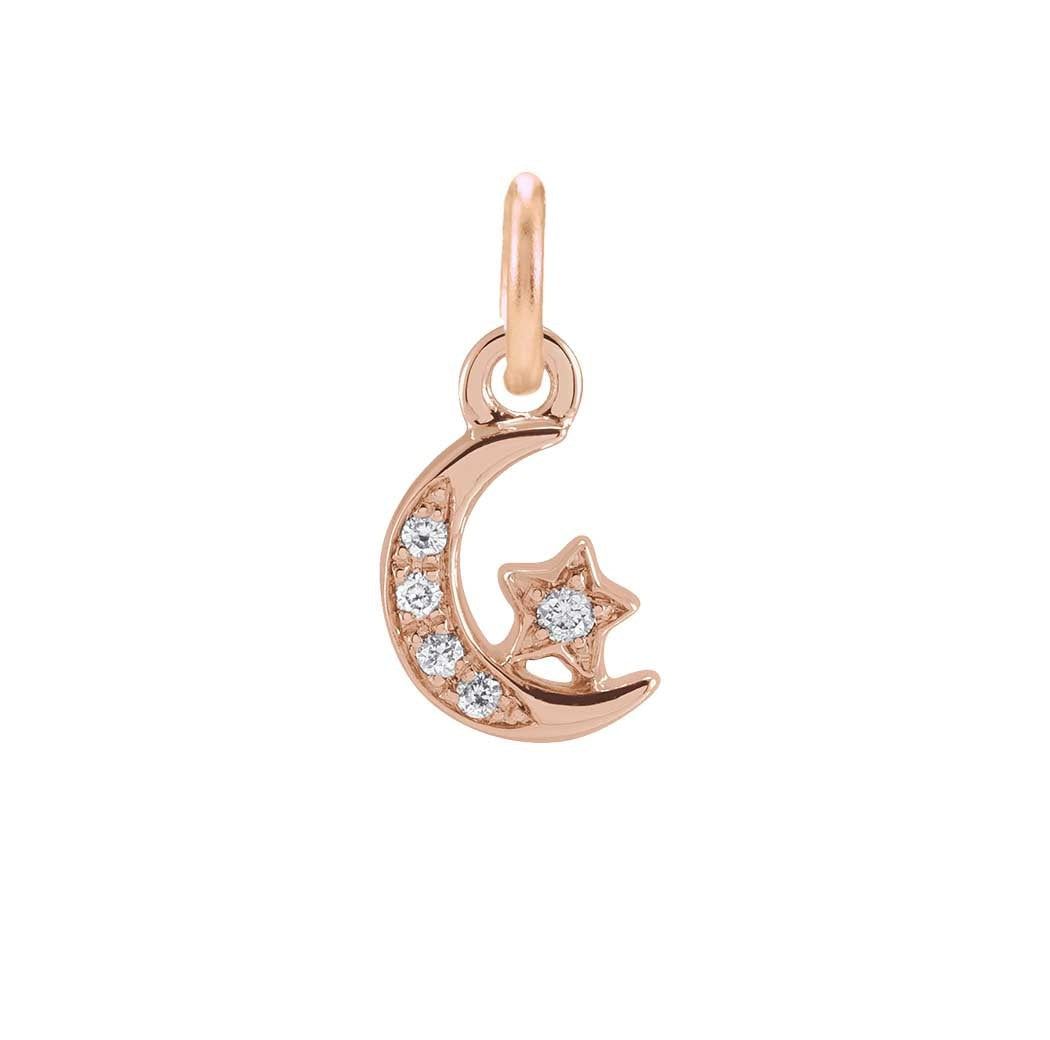 Diamond pavé crescent moon charm in 14K rose gold, front view variant--14K-rose-gold