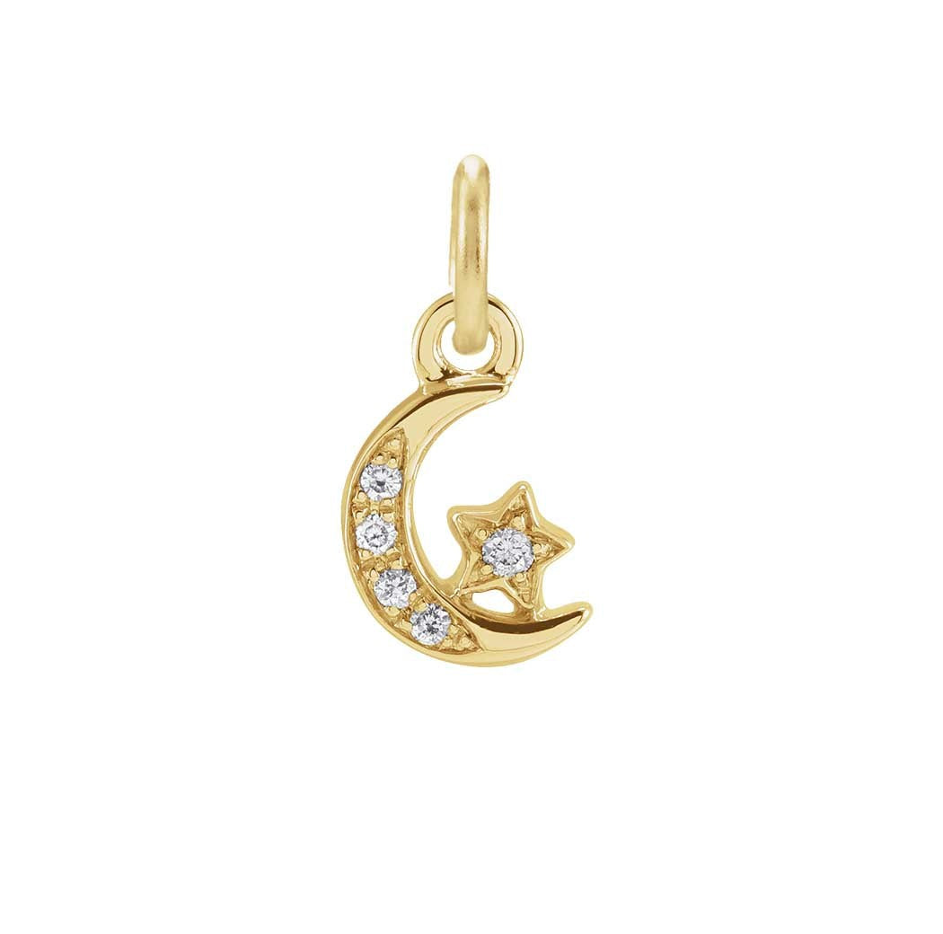 Diamond pavé crescent moon charm in 14K yellow gold, front view variant--14K-yellow-gold