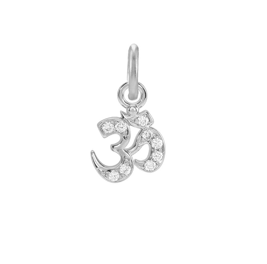 Diamond pavé Om charm in 14K white gold, front view variant--14K-white-gold