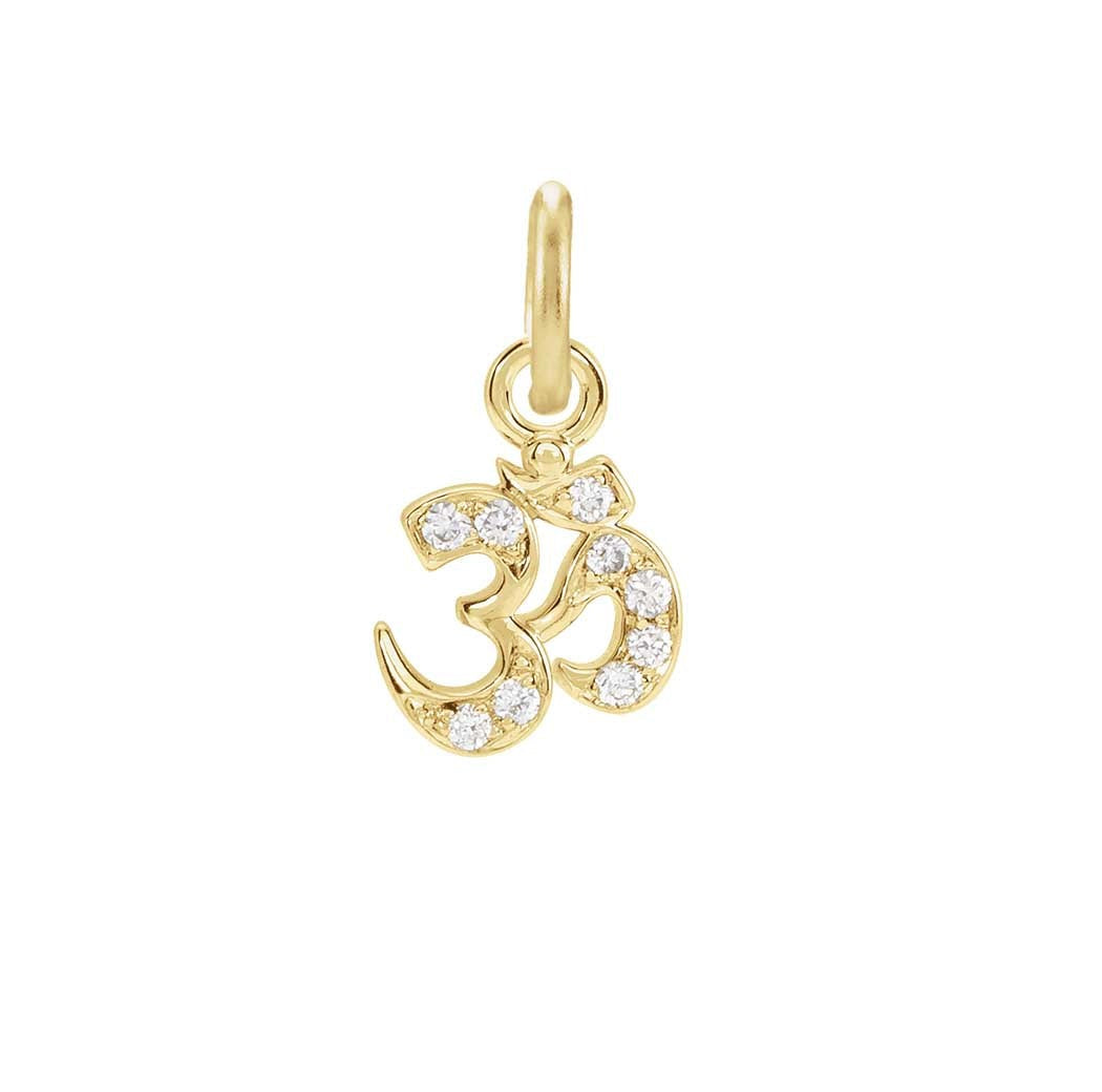 Diamond pavé Om charm in 14K yellow gold, front view variant--14K-yellow-gold