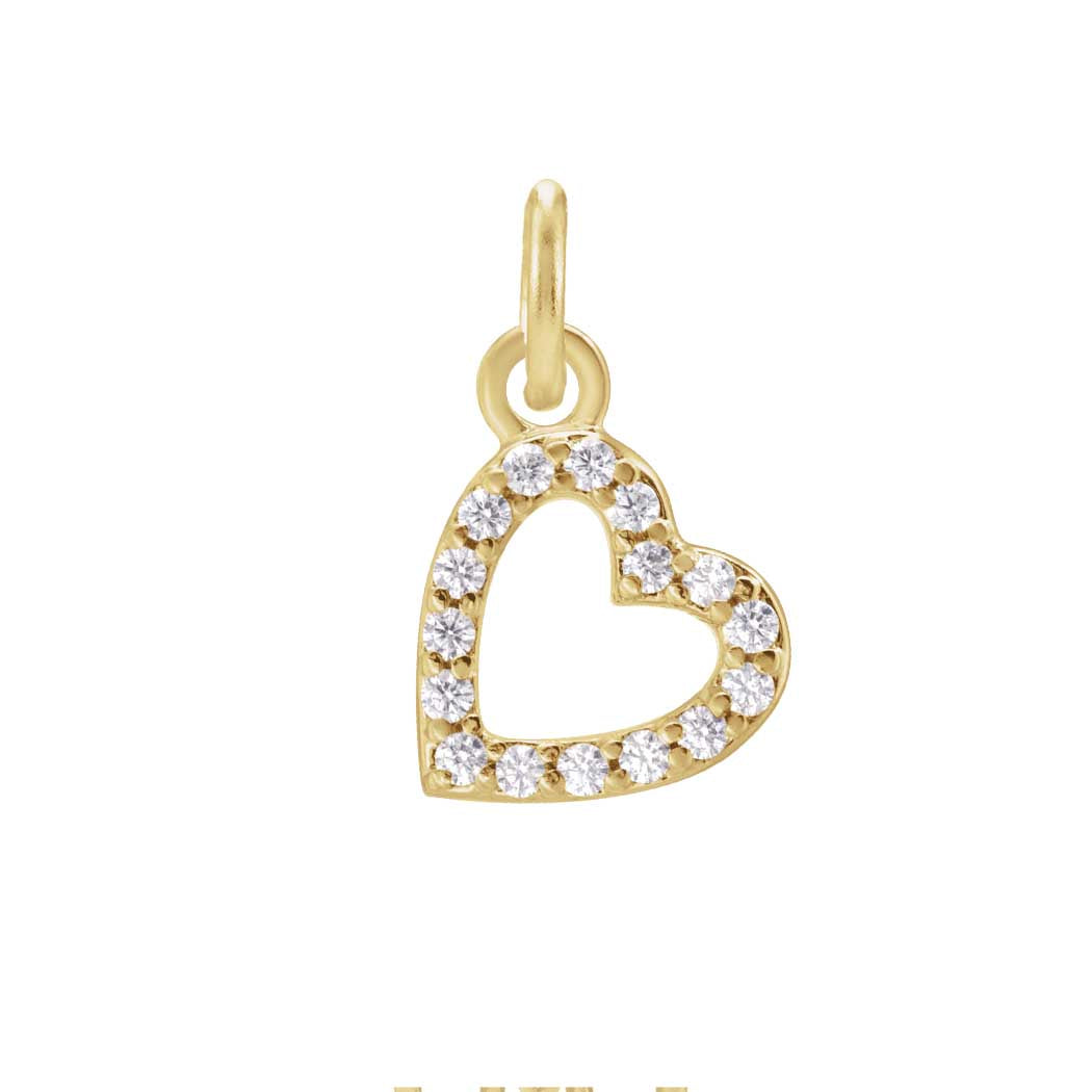 Open diamond heart charm in 14K yellow gold, classic heart silhouette variant--14K-yellow-gold