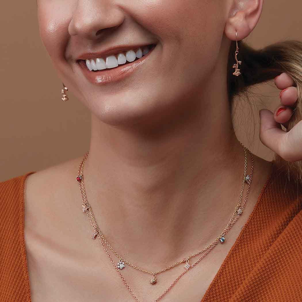 Diamond paw charm in 14k rose gold styled variant--14K-yellow-gold