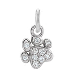 White gold paw print charm with diamonds variant--14K-white-gold