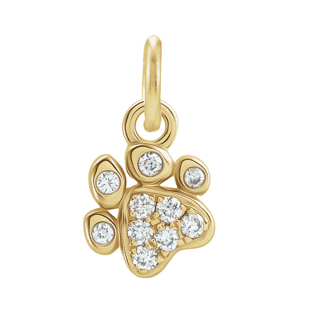 Diamond paw charm in 14k yellow gold