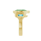 Sustainable cocktail ring featuring soft green and aqua gemstones, handcrafted in the USA